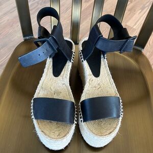 Vince Black Wedge Espadrilles